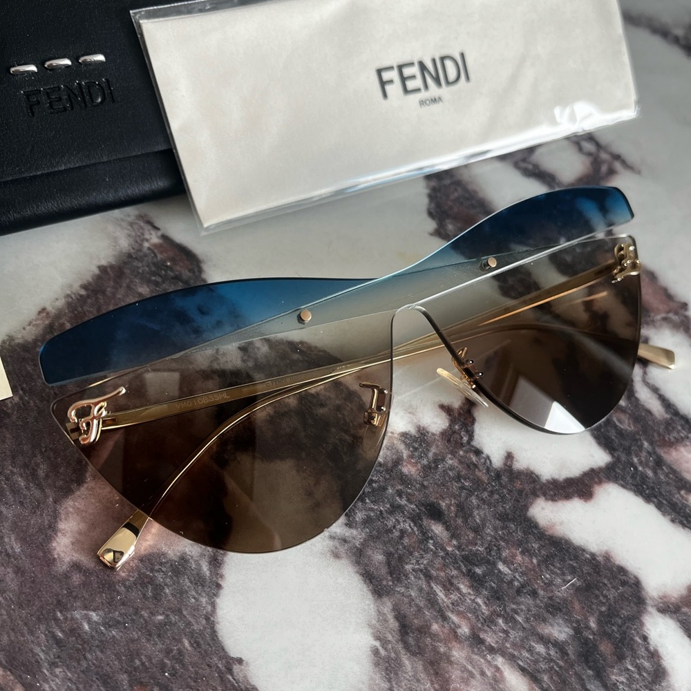 Fendi Gold Frame Sunglasses with Brown Lenses
